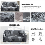 1 2 3 4 Seater Printed Black Sofa Cover Couch Slipcover, Elastic Stretch Armchair / Loveseat / Couch Sectional Sofa Slipcover Furniture with 1 Pillowcase Protector Dog Pet