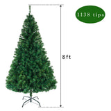 8ft Christmas Tree 1138 Branches Artificial Tree with Metal Stand, Indoor Outdoor Christmas trees Green