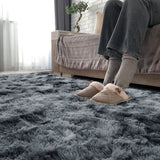 Debonair Super Soft Shaggy Rugs Fluffy Carpets 5x8 Feet Indoor Modern Plush Area Rugs for Living Room Bedroom Kids Room Nursery Home Decor Upgrade Anti-Skid Rectangular Fuzzy Rug, Dark Grey