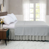 Elastic Wrap Around Bed Skirt Dust Ruffle Smooth Soft Bed Frame Cover 15-inch Drop (Queen, White)